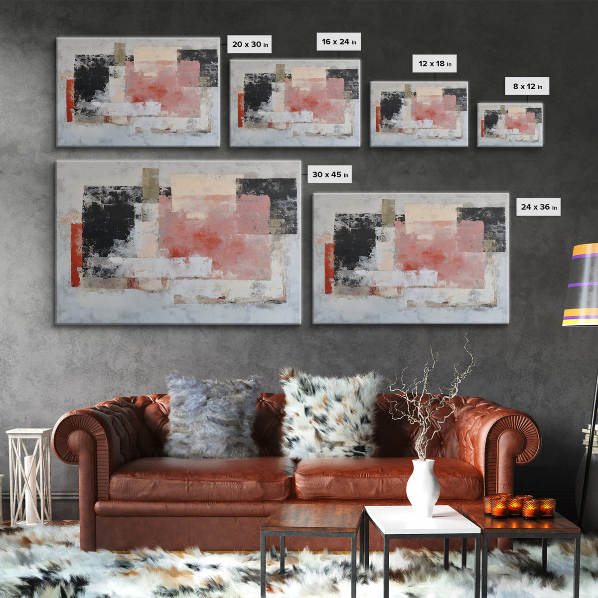 Contemporary Abstract with Layered Pigments and Energetic Canvas Print, Art, Printable Wall Art, Living Room Decor, ART-3x2-6