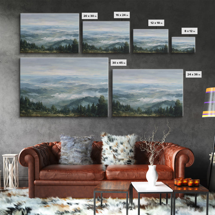 Quiet Mountain Scene Framed Canvas Print, Art, Canvas Wall Art, Living Room Decor, Fine Art, Boho Wall Art, Pink Wall Art, ART-3x2-69