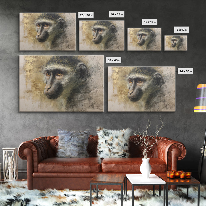 Elegant Animal Portrait Framed Canvas Print, Art, Digital Wall Art, Living Room Decor, Fine Art, Framed Art, ART-3x2-70
