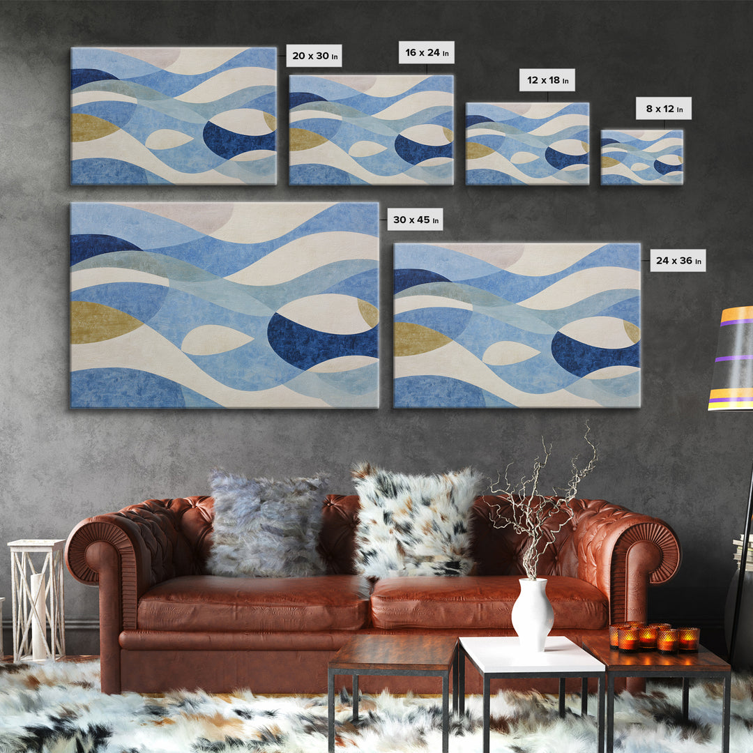 Abstract Water Forms Framed Canvas Print, Art, Metal Wall Art, Living Room Decor, Abstract Art, Textured Wall Art, ART-3x2-71