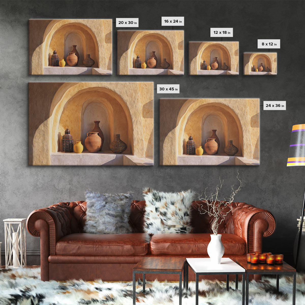 Architectural Archway in Warm Mediterranean Light Framed Canvas Print, Art, Wall Art for Mom, Living Room Decor, Oil Painting, ART-3x2-74