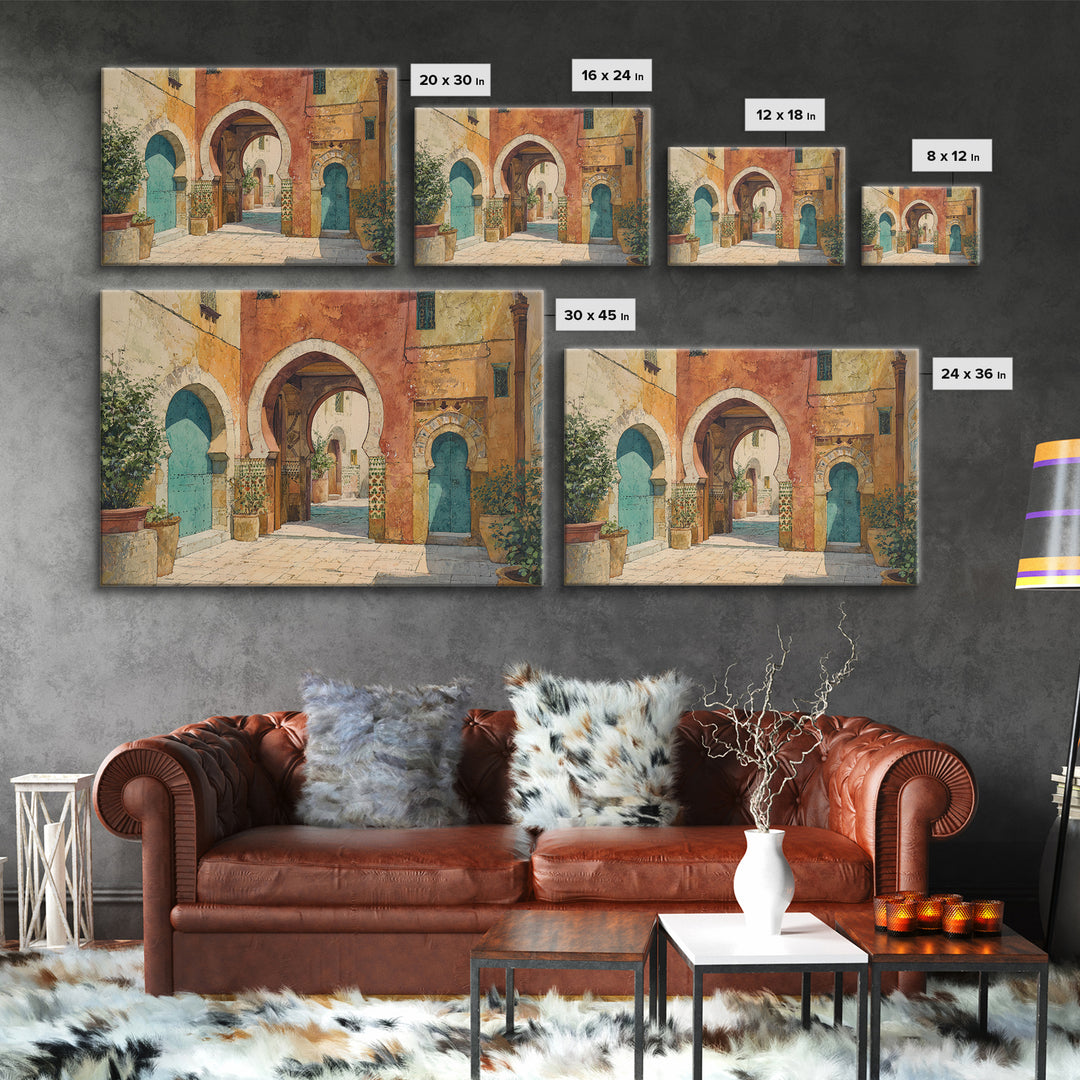 Architectural Archway in Warm Mediterranean Light Canvas Print, Art, Canvas Wall Art, Living Room Decor, Fine Art, ART-3x2-98