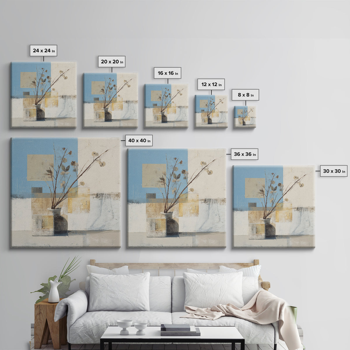 Large Neutral Still Life Canvas Print, Above Sofa Art, Canvas Print, Living Room Decor, Fine Art, Statement, Botanical Wall Art, ASA-1x1-14