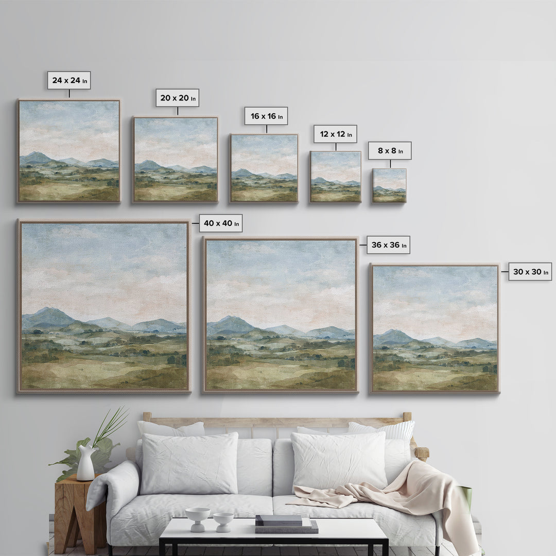 Sunlit Rolling Hills Canvas Print, Above Sofa Art, Bedroom Wall Art, Living Room Decor, Fine Art, Statement, Wall Decor, ASA-1x1-17