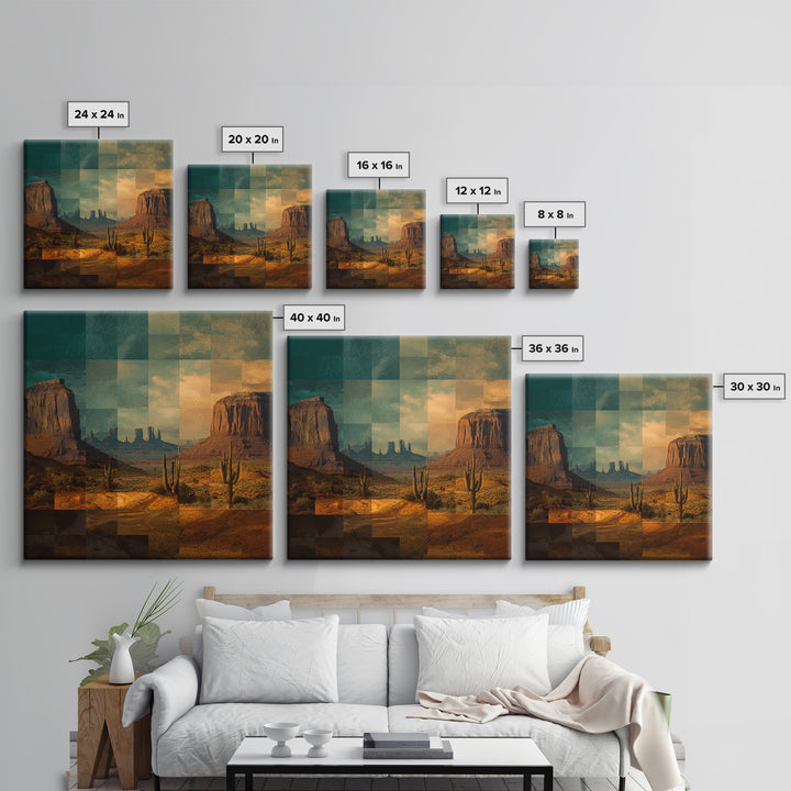 Desert Mesa Panorama Canvas Print, Above Sofa Art, Framed Wall Art, Living Room Decor, Statement, Living Room Wall Art, ASA-1x1-20