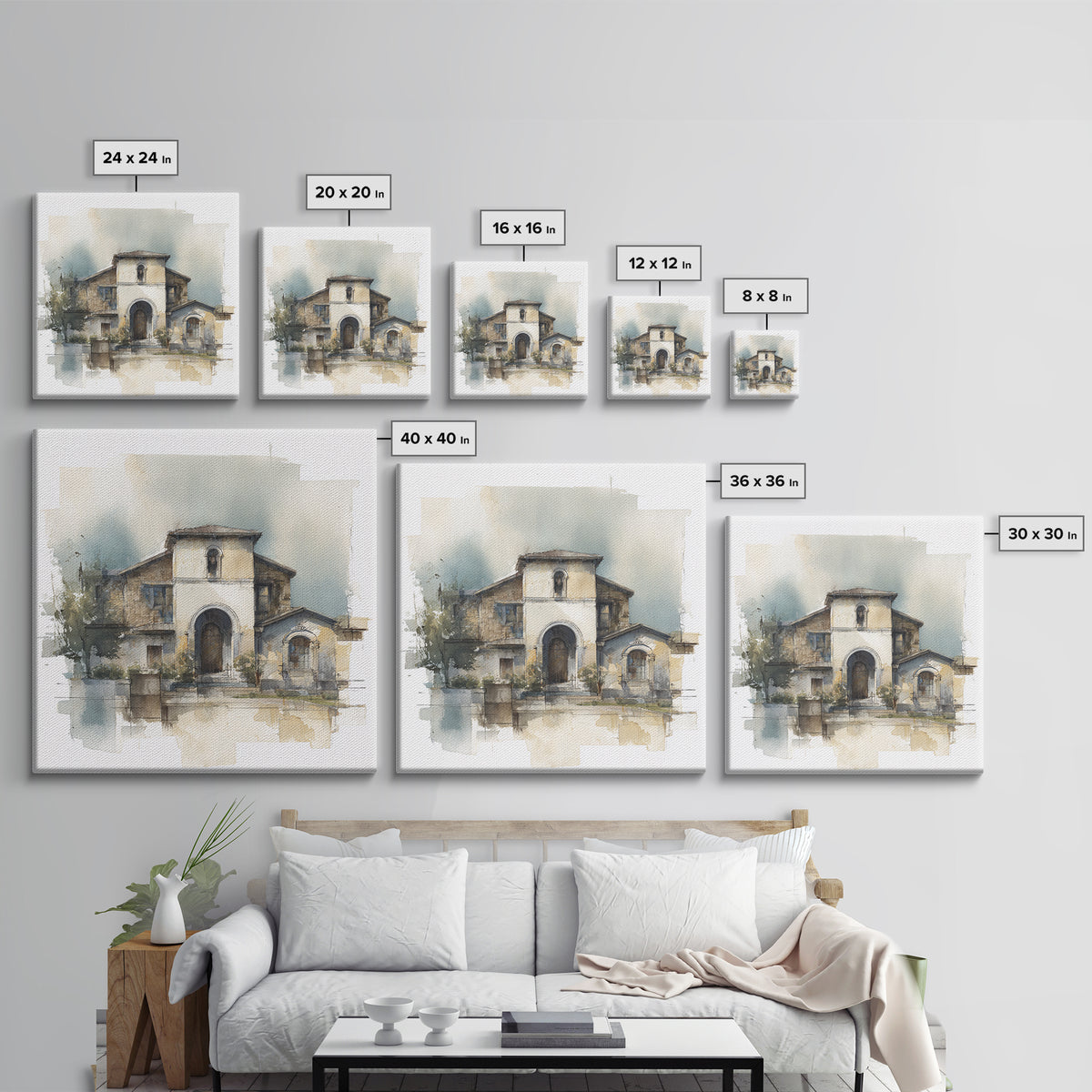 Architectural Arch Study Framed Canvas Print, Above Sofa Art, Minimalist Wall Art, Living Room Decor, Abstract Art, Statement, ASA-1x1-33