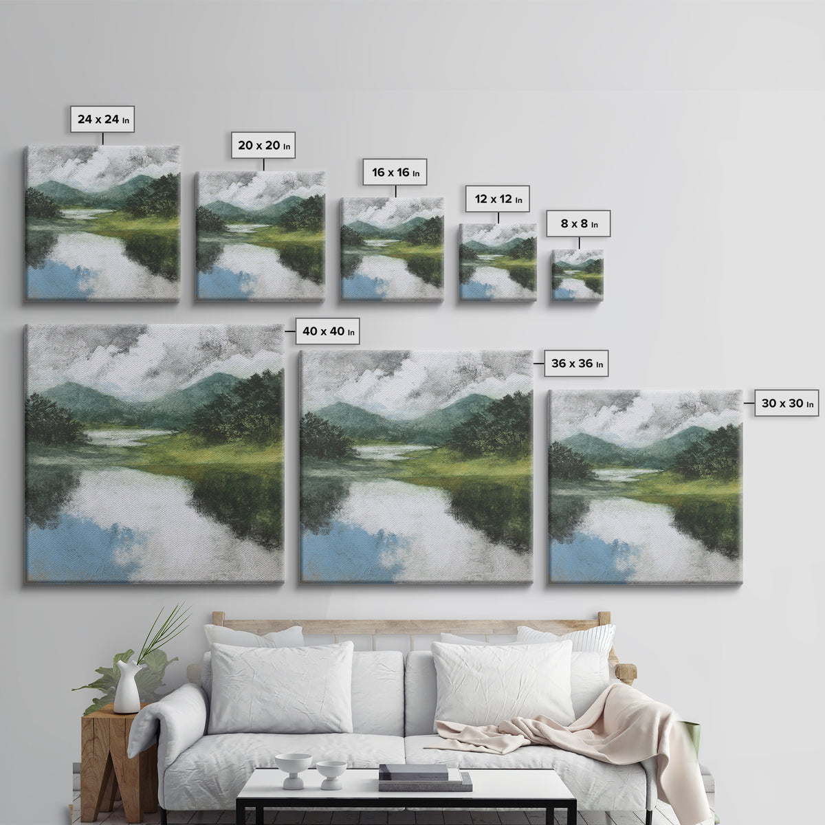 Gallery Style Landscape with Expansive Negative Space Canvas Print, Above Sofa Art, Home Decor, Living Room Decor, Statement, ASA-1x1-48