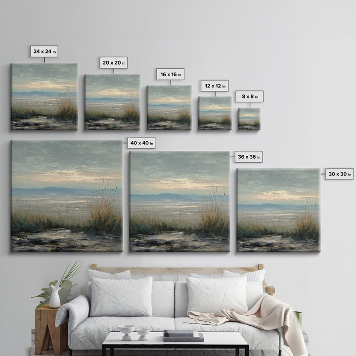 Dramatic Cloudscape over a Distant Valley Canvas Print, Above Sofa Art, Bauhaus Print, Living Room Decor, Statement, ASA-1x1-53