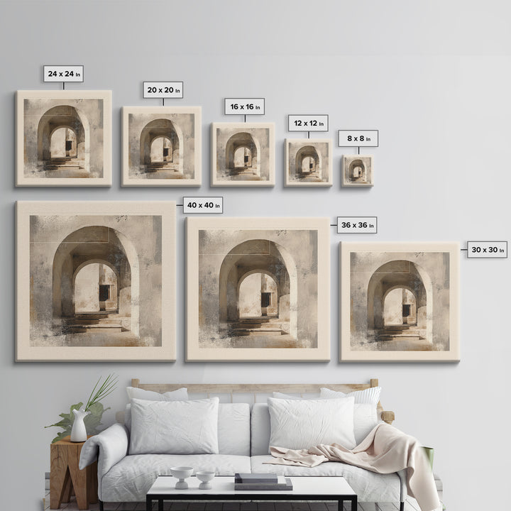 Architectural Arch Study Framed Canvas Print, Above Sofa Art, Minimalist Wall Art, Living Room Decor, Abstract Art, Statement, ASA-1x1-57
