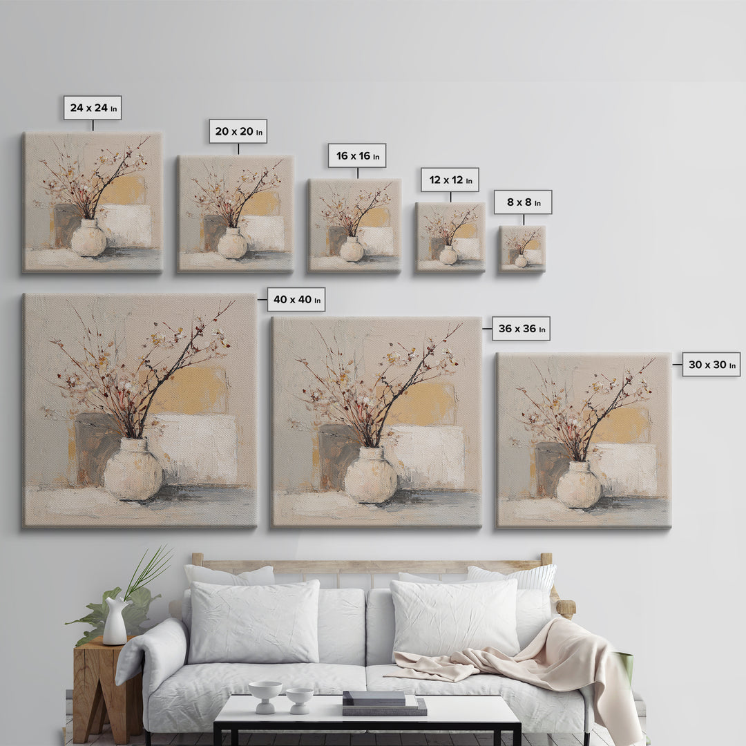 Large Neutral Still Life Framed Canvas Print, Above Sofa Art, Coastal Wall Art, Living Room Decor, Fine Art, Statement, ASA-1x1-62