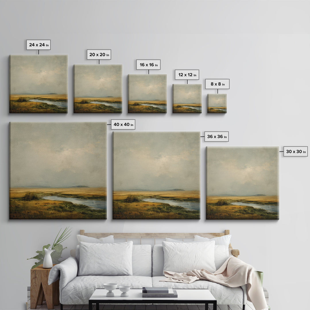 Gallery Style Landscape with Expansive Negative Space Canvas Print, Above Sofa Art, Japandi Wall Art, Living Room Decor, ASA-1x1-72