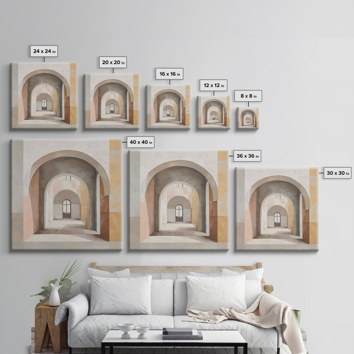 Architectural Arch Study Canvas Print, Above Sofa Art, Fine Art Print, Living Room Decor, Fine Art, Statement, ASA-1x1-81