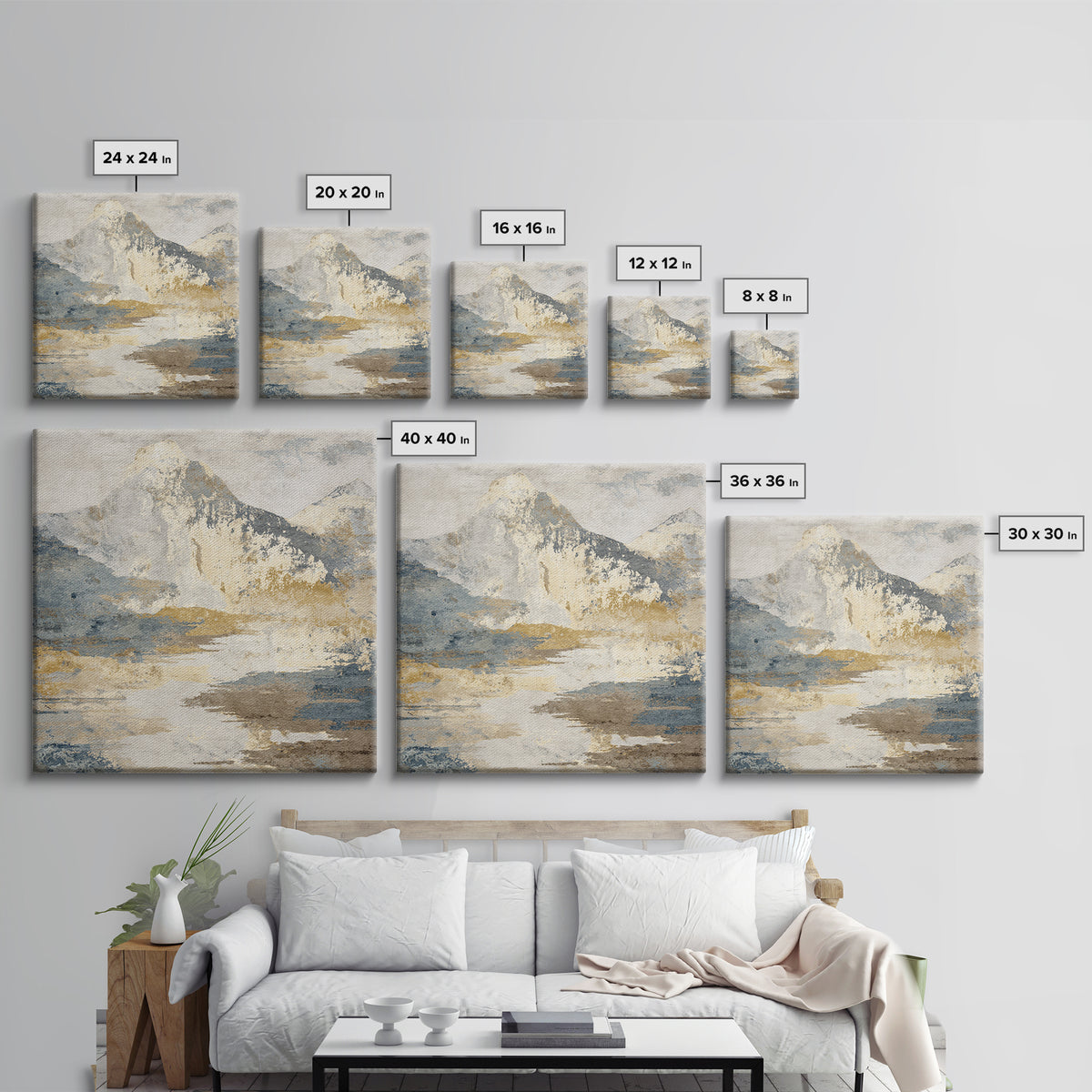 Sunlit Rolling Hills Canvas Print, Above Sofa Art, Gallery Decor, Living Room Decor, Fine Art, Statement, Minimalist Decor, ASA-1x1-89