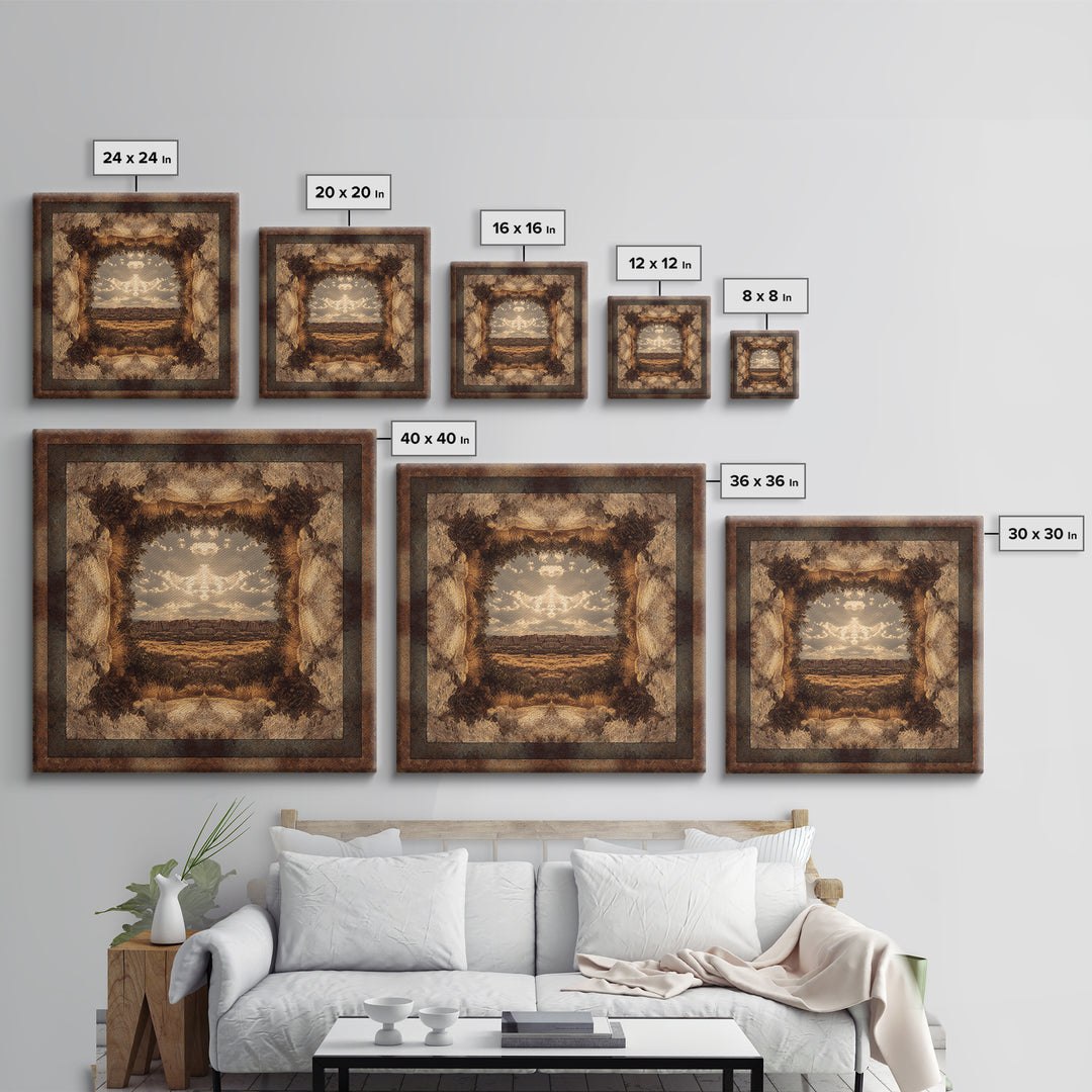 Desert Mesa Panorama Canvas Print, Above Sofa Art, Bauhaus Print, Living Room Decor, Fine Art, Statement, Textured Painting, ASA-1x1-92