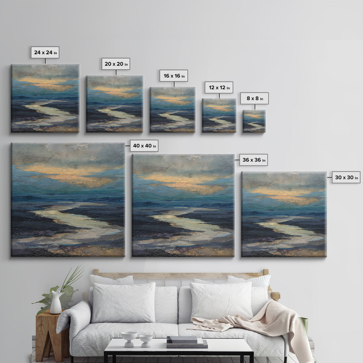 Abstract River Bends Canvas Print, Above Sofa Art, Botanical Wall Art, Living Room Decor, Abstract Art, Statement, ASA-1x1-95