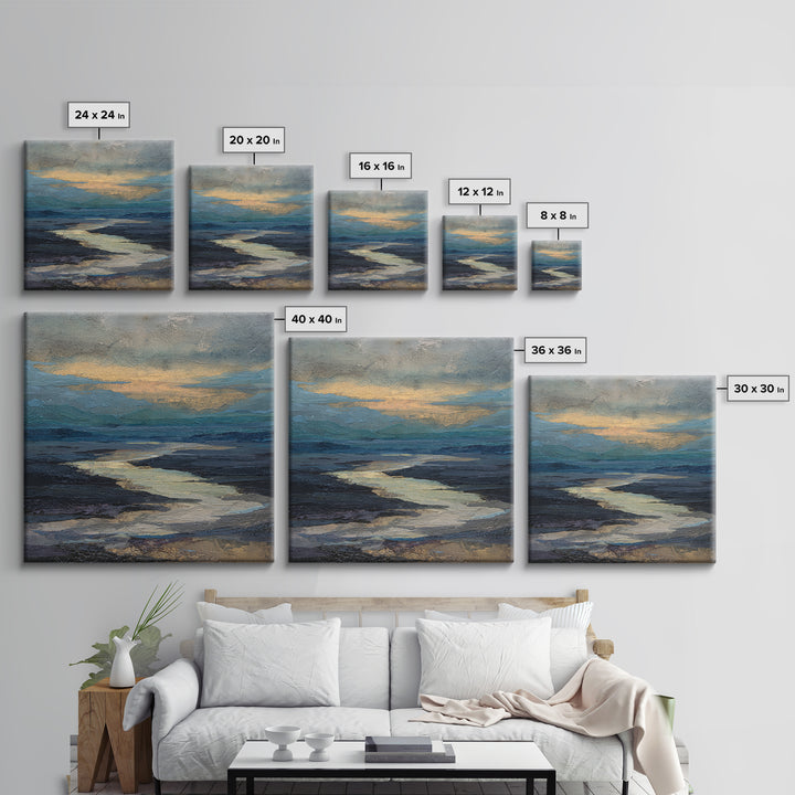 Abstract River Bends Canvas Print, Above Sofa Art, Botanical Wall Art, Living Room Decor, Abstract Art, Statement, ASA-1x1-95