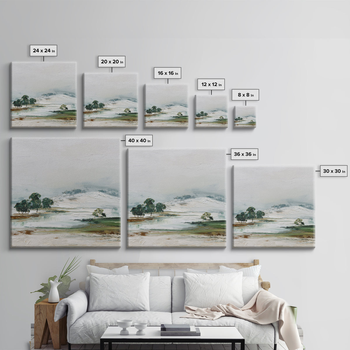 Gallery Style Landscape with Expansive Negative Space Canvas Print, Above Sofa Art, Living Room Decor, Statement, ASA-1x1-96