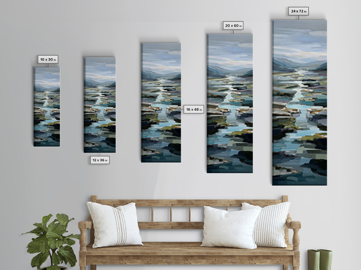 Abstract River Bends Canvas Print, Above Sofa Art, Living Room Decor, Fine Art, Statement 311, Set of Prints, Above Bed Decor, ASA-1x3-11