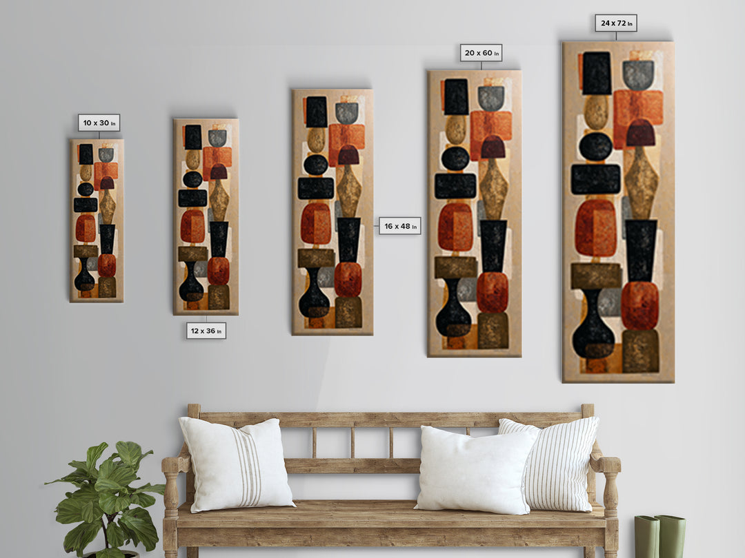 Bold Mid Century Geometric Forms Canvas Print, Above Sofa Art, Minimalist Wall Art, Living Room Decor, Abstract Art, Statement, ASA-1x3-16