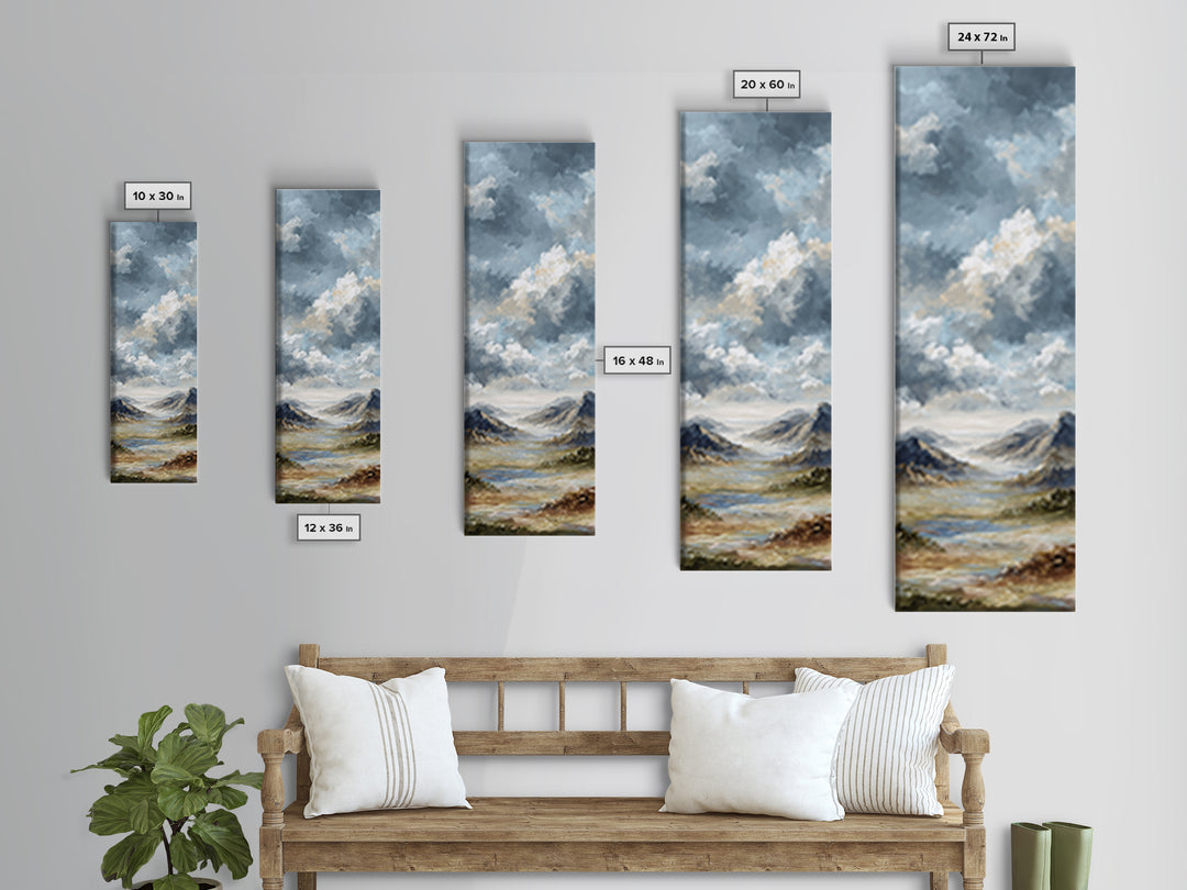 Dramatic Cloudscape over a Distant Valley Canvas Print, Above Sofa Art, Modern Decor, Living Room Decor, Fine Art, Statement, ASA-1x3-17