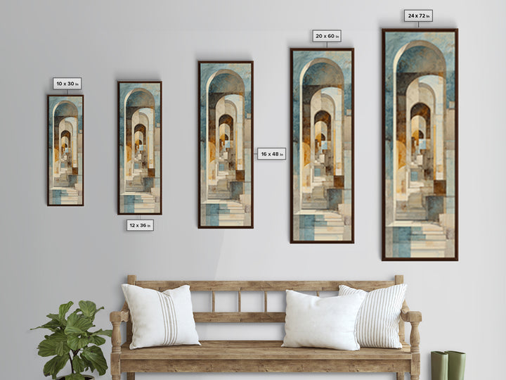 Architectural Arch Study Canvas Print, Above Sofa Art, Japandi Wall Art, Living Room Decor, Watercolor Art, Statement, ASA-1x3-21