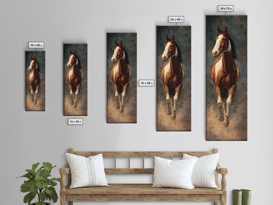 Statement Horse Silhouette Canvas Print, Above Sofa Art, Textured Painting, Living Room Decor, Statement, Abstract Wall Art, ASA-1x3-25