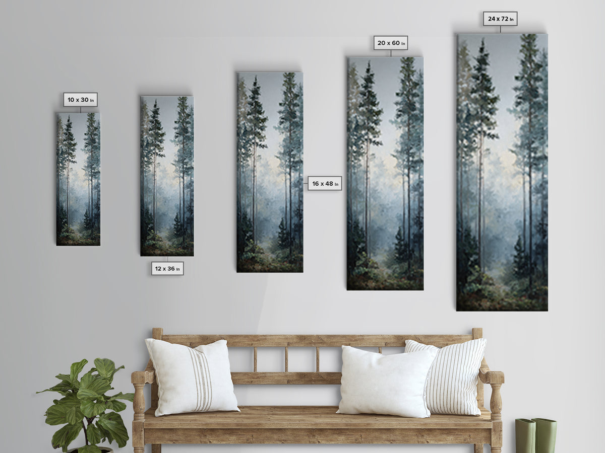 Modern Scandinavian Forest Framed Canvas Print, Above Sofa Art, Neutral Decor, Living Room Decor, Fine Art, Statement, ASA-1x3-3