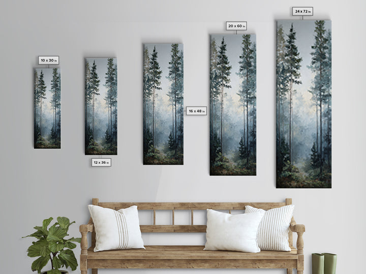 Modern Scandinavian Forest Framed Canvas Print, Above Sofa Art, Neutral Decor, Living Room Decor, Fine Art, Statement, ASA-1x3-3