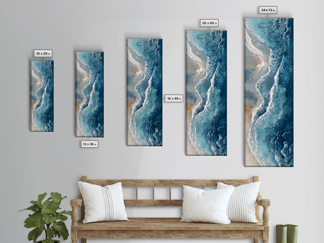 Panoramic Coastal Shoreline from an Aerial View Canvas Print, Above Sofa Art, Textured Painting, Living Room Decor, Statement, ASA-1x3-39