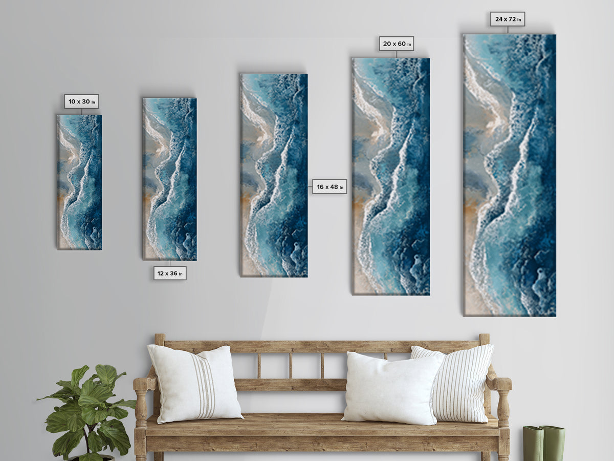 Panoramic Coastal Shoreline from an Aerial View Canvas Print, Above Sofa Art, Textured Painting, Living Room Decor, Statement, ASA-1x3-39
