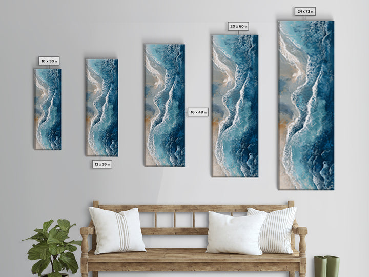 Panoramic Coastal Shoreline from an Aerial View Canvas Print, Above Sofa Art, Textured Painting, Living Room Decor, Statement, ASA-1x3-39