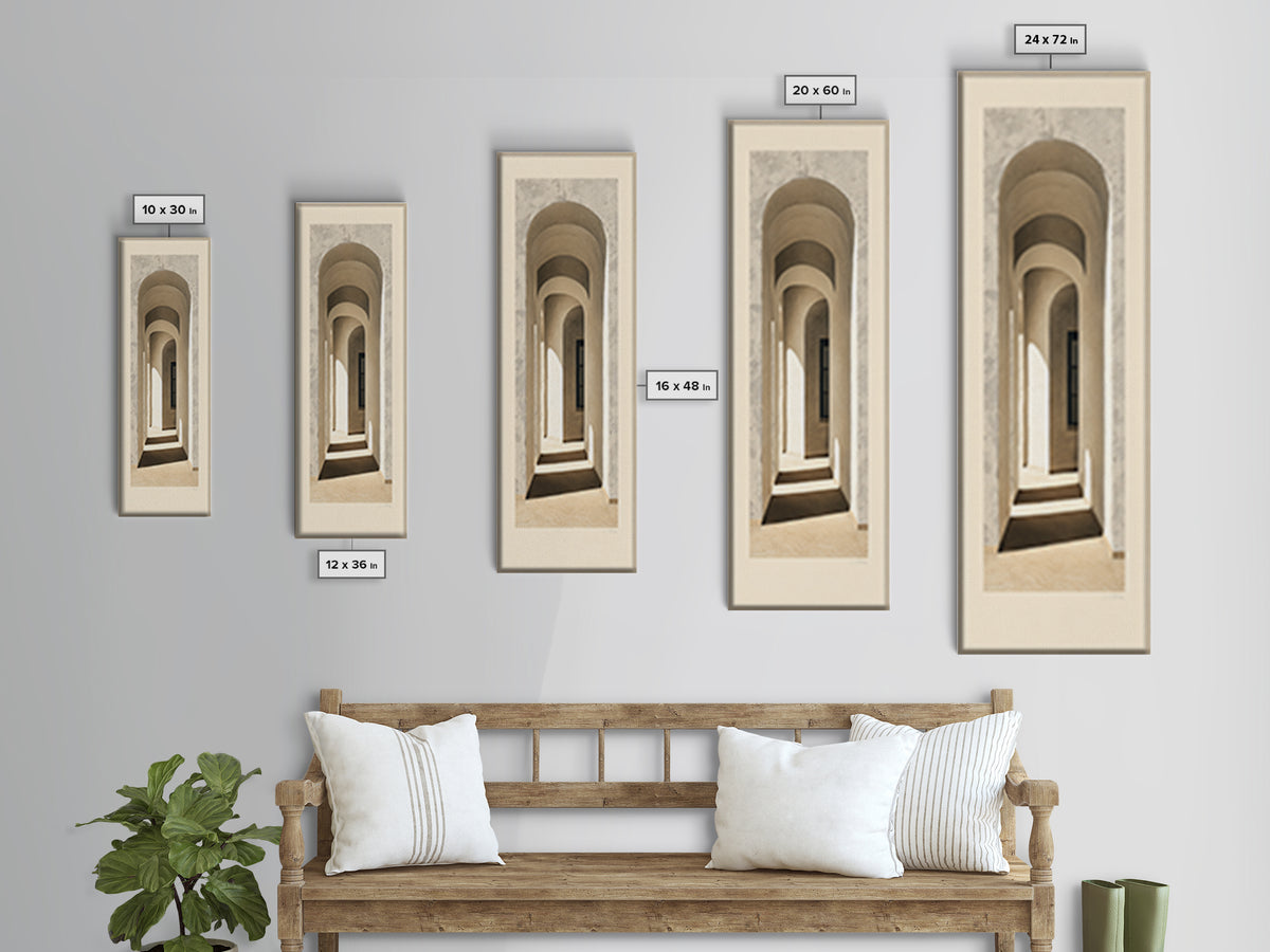 Architectural Arch Study Framed Canvas Print, Above Sofa Art, Botanical Wall Art, Living Room Decor, Oil Painting, Statement, ASA-1x3-45