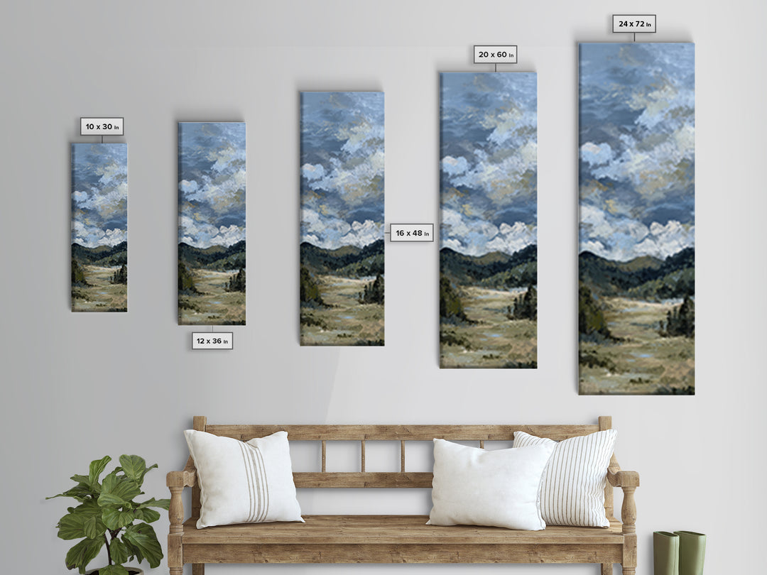 Wide Olive and Beige Meadow Panorama Framed Canvas Print, Above Sofa Art, Coastal Wall Art, Living Room Decor, Statement, ASA-1x3-46