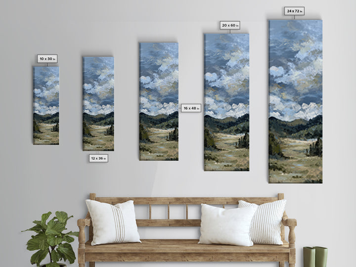 Wide Olive and Beige Meadow Panorama Framed Canvas Print, Above Sofa Art, Coastal Wall Art, Living Room Decor, Statement, ASA-1x3-46