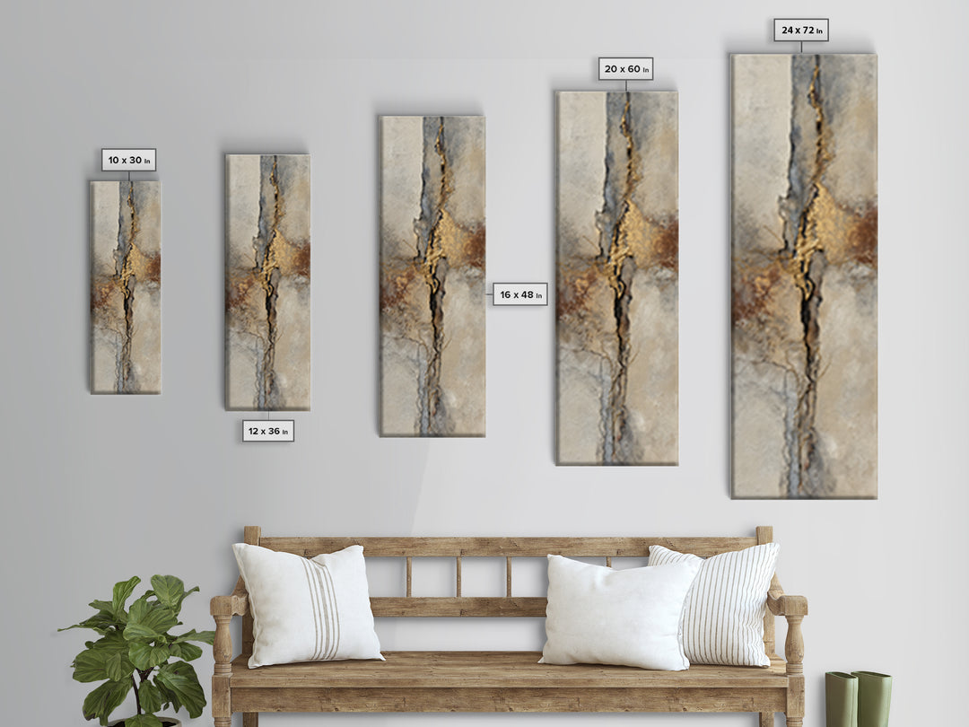 Textured Plaster Abstract Framed Canvas Print, Above Sofa Art, Minimalist Decor, Living Room Decor, Abstract Art, Statement, ASA-1x3-47