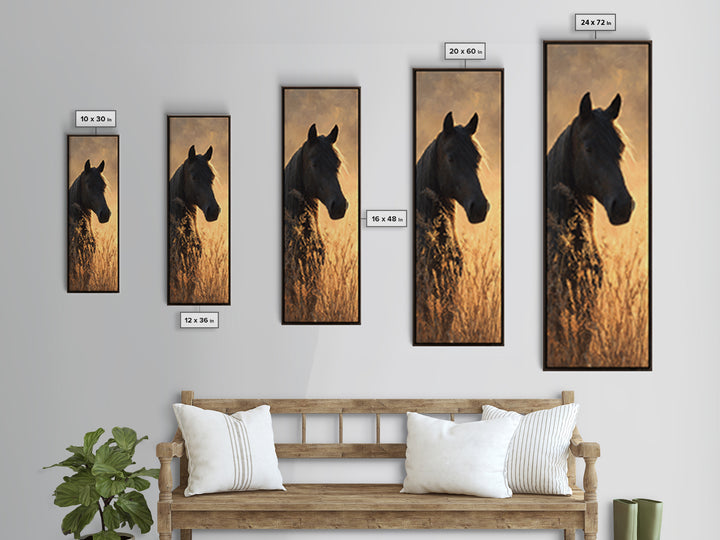 Statement Horse Silhouette Canvas Print, Above Sofa Art, Bedroom Wall Art, Living Room Decor, Fine Art, Statement, Wall Decor, ASA-1x3-49