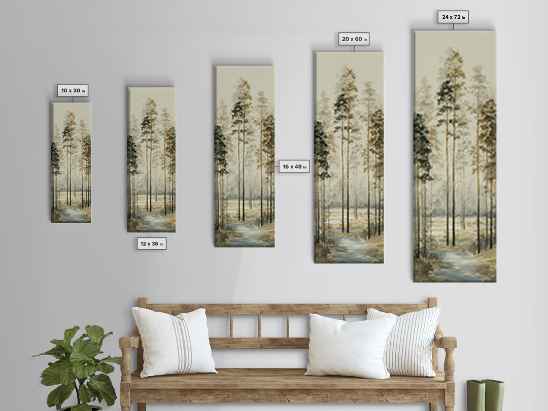 Modern Scandinavian Forest Canvas Print, Above Sofa Art, Framed Wall Art, Living Room Decor, Statement, Living Room Wall Art, ASA-1x3-51