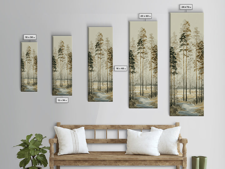 Modern Scandinavian Forest Canvas Print, Above Sofa Art, Framed Wall Art, Living Room Decor, Statement, Living Room Wall Art, ASA-1x3-51