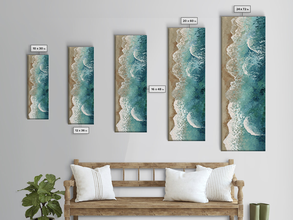 Panoramic Coastal Shoreline from an Aerial View Canvas Print, Above Sofa Art, Farmhouse Decor, Living Room Decor, Statement, ASA-1x3-63