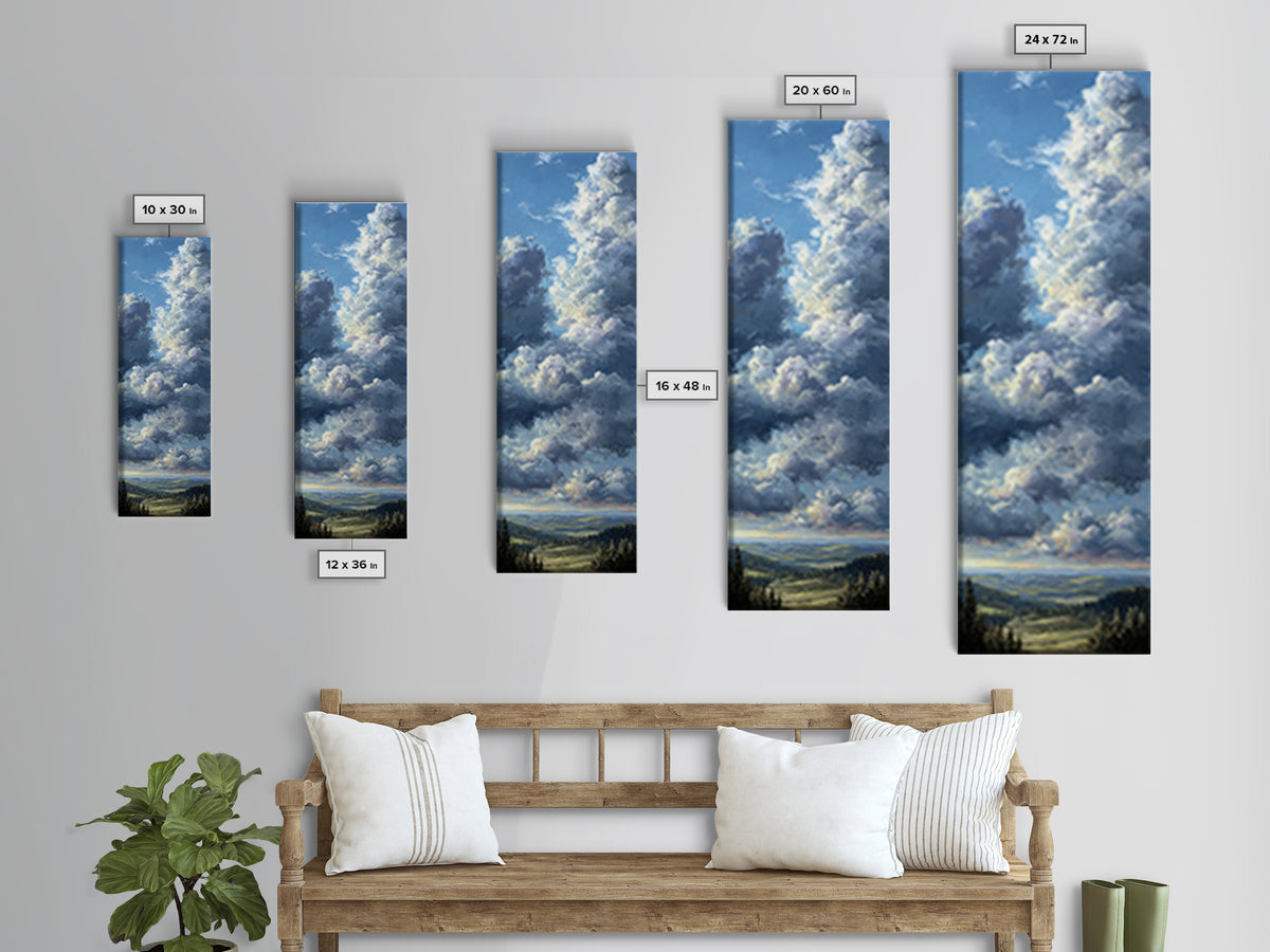 Dramatic Cloudscape over a Distant Valley Canvas Print, Above Sofa Art, Fine Art Print, Living Room Decor, Fine Art, Statement, ASA-1x3-65