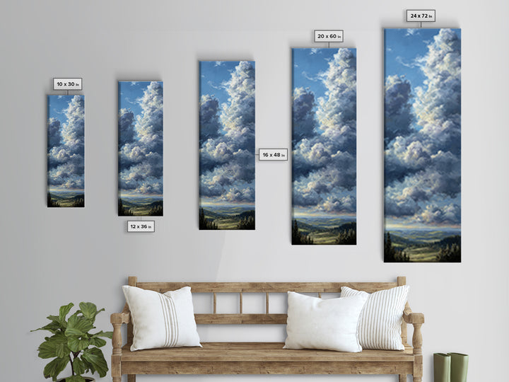 Dramatic Cloudscape over a Distant Valley Canvas Print, Above Sofa Art, Fine Art Print, Living Room Decor, Fine Art, Statement, ASA-1x3-65