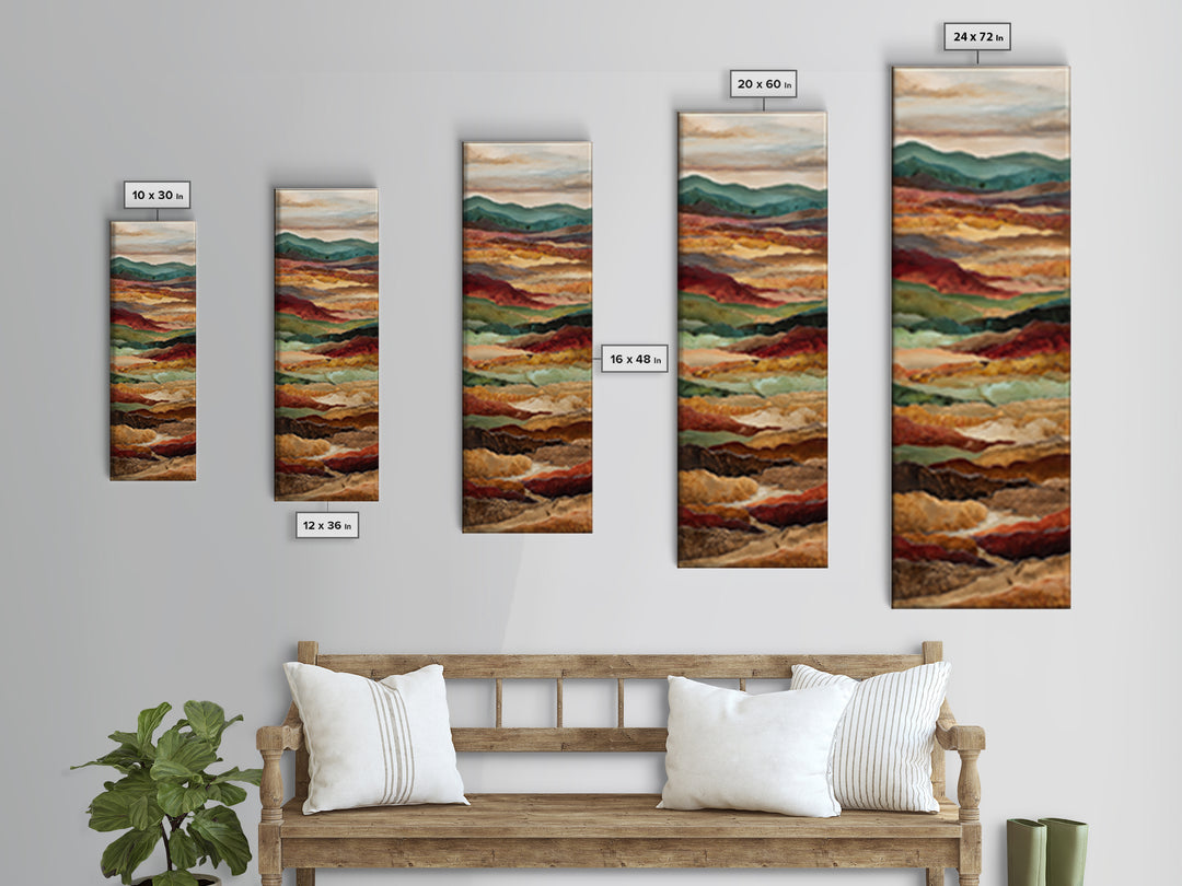 Abstract Canyon Landscape Canvas Print, Above Sofa Art, Living Room Decor, Watercolor Art, Statement 367, Set of Prints, ASA-1x3-67