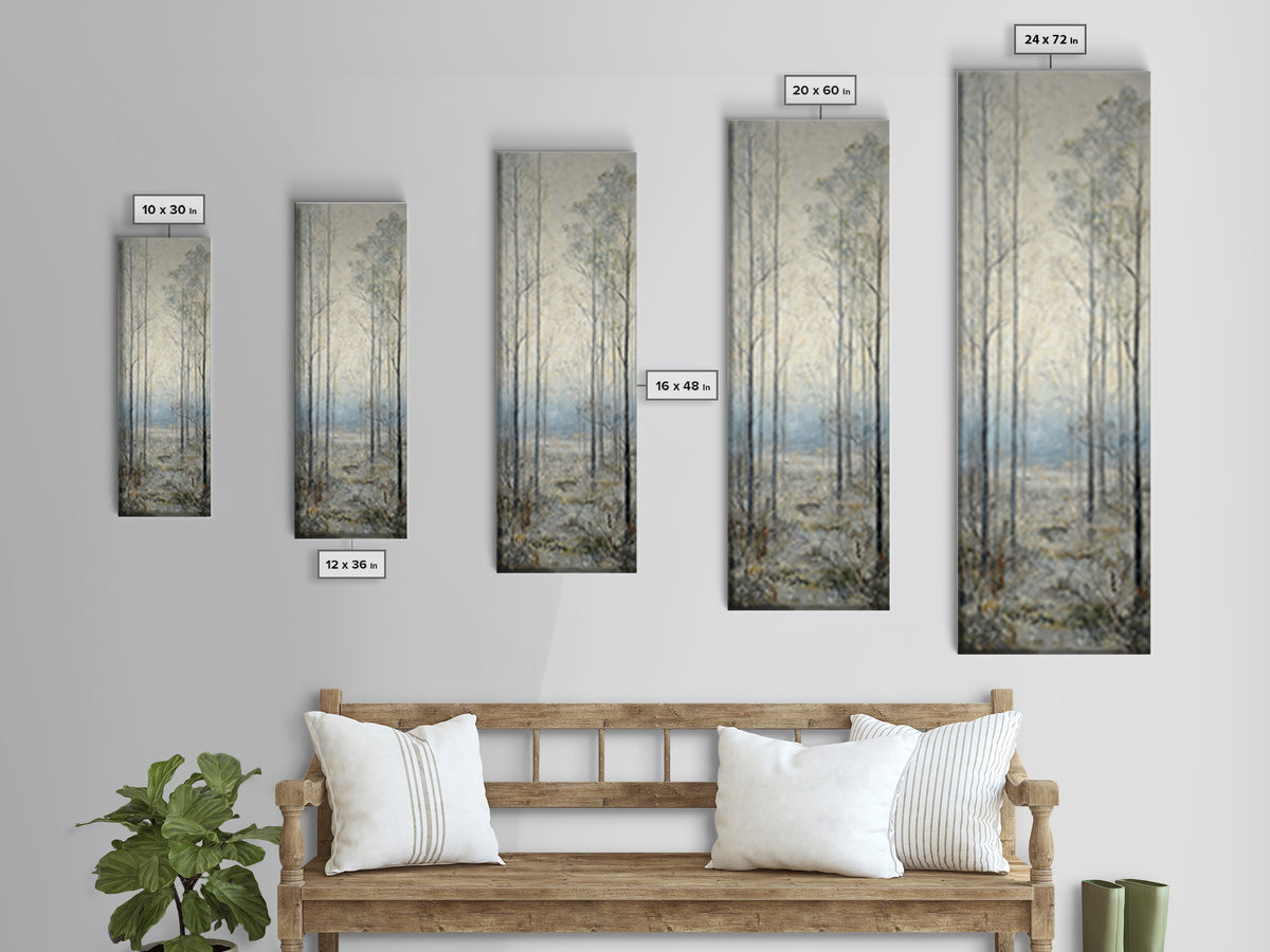 Modern Scandinavian Forest Framed Canvas Print, Above Sofa Art, Frame Tv Art, Living Room Decor, Oil Painting, Statement, ASA-1x3-75