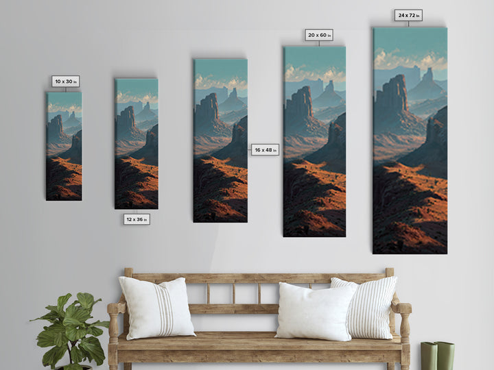 Desert Mesa Panorama Framed Canvas Print, Above Sofa Art, Modern Art, Living Room Decor, Fine Art, Statement, Art Print, ASA-1x3-8