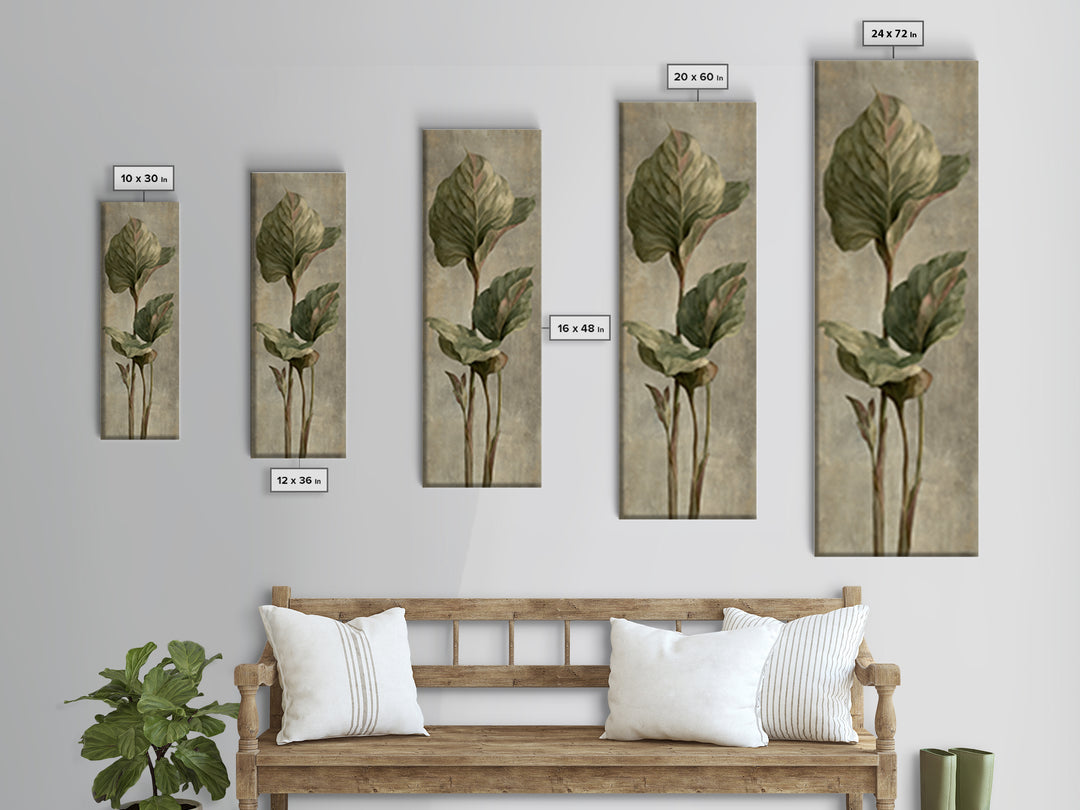 Large Botanical Leaves Canvas Print, Above Sofa Art, Framed Wall Art, Living Room Decor, Statement, Living Room Wall Art, ASA-1x3-81