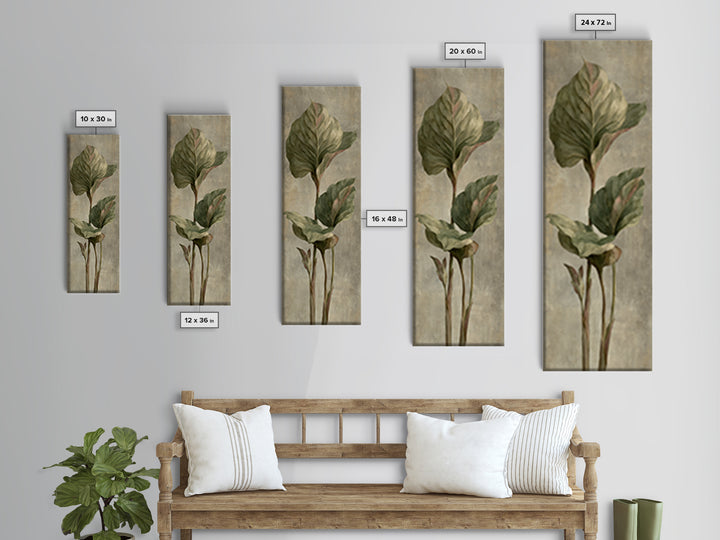 Large Botanical Leaves Canvas Print, Above Sofa Art, Framed Wall Art, Living Room Decor, Statement, Living Room Wall Art, ASA-1x3-81