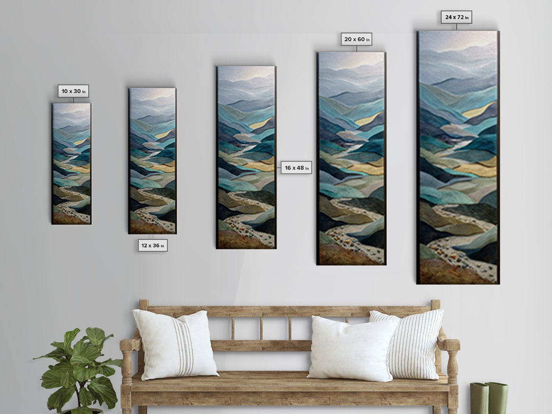 Abstract River Bends Framed Canvas Print, Above Sofa Art, Textured Wall Art, Living Room Decor, Abstract Art, Statement, ASA-1x3-83