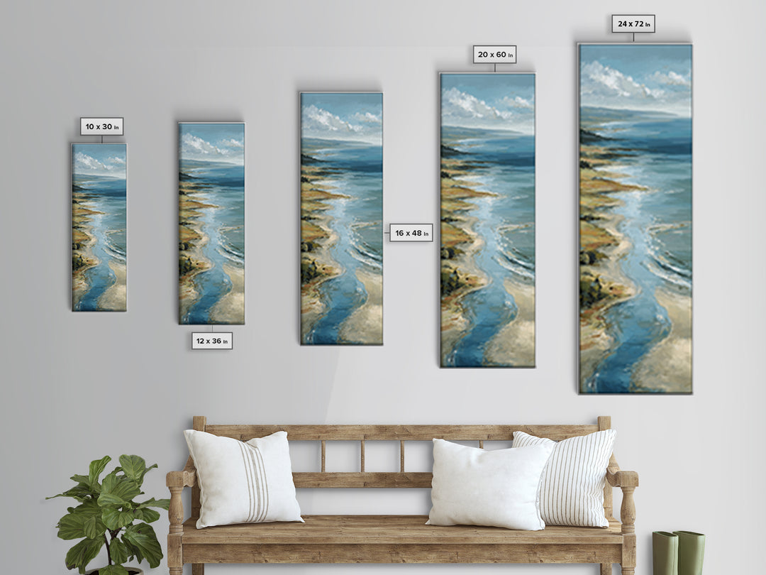 Panoramic Coastal Shoreline from an Aerial View Canvas Print, Above Sofa Art, Oversized Wall Art, Living Room Decor, Statement, ASA-1x3-87