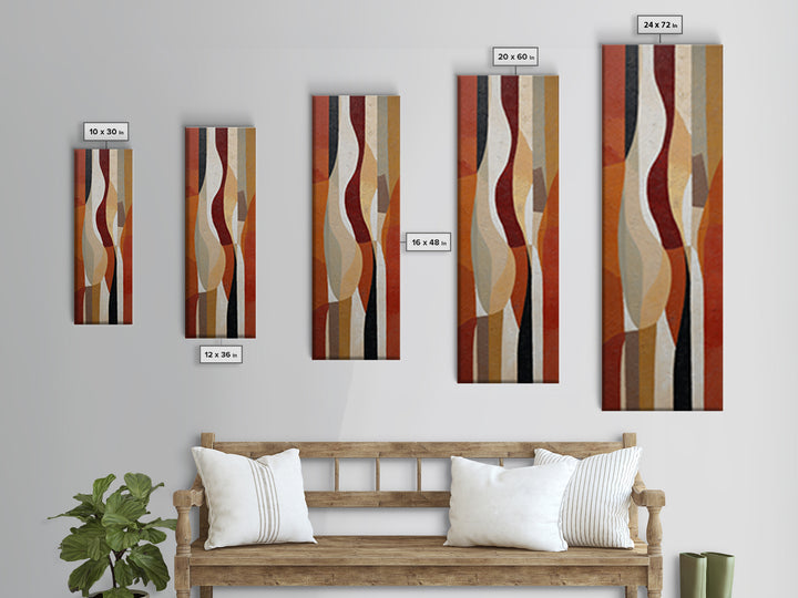 Bold Mid Century Geometric Forms Canvas Print, Above Sofa Art, Textured Wall Art, Living Room Decor, Abstract Art, Statement, ASA-1x3-88