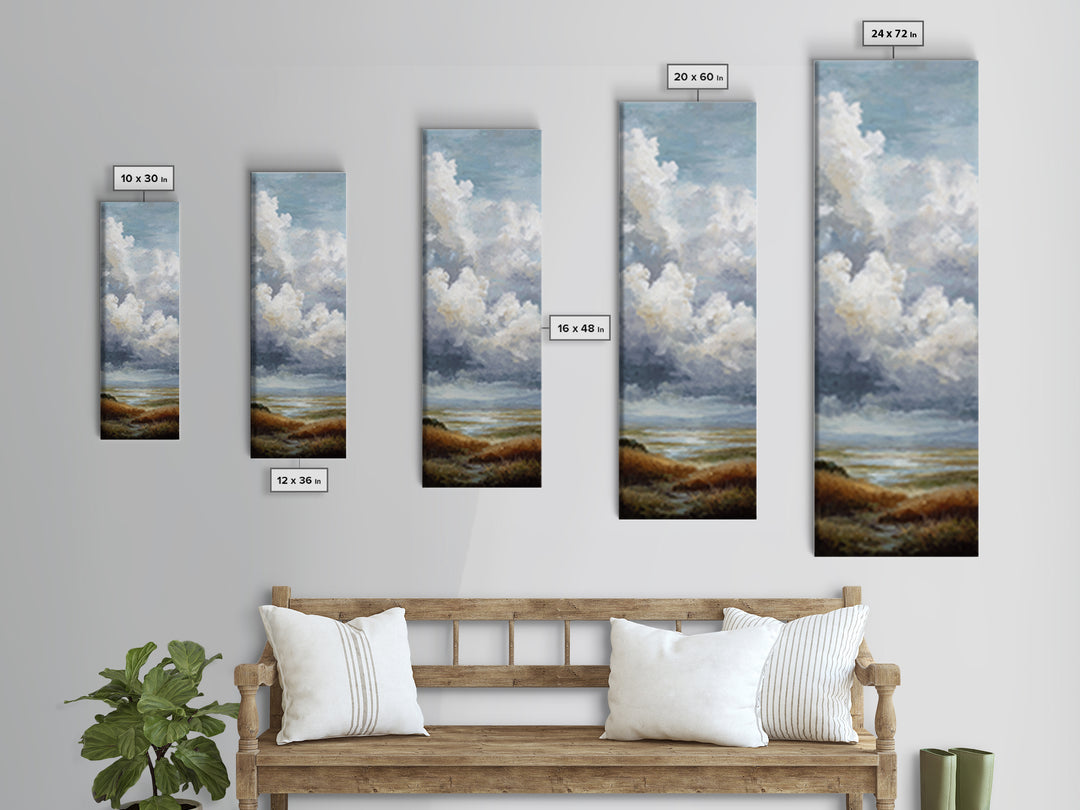 Dramatic Cloudscape over a Distant Valley Canvas Print, Above Sofa Art, Horizontal Wall Art, Living Room Decor, Statement, ASA-1x3-89